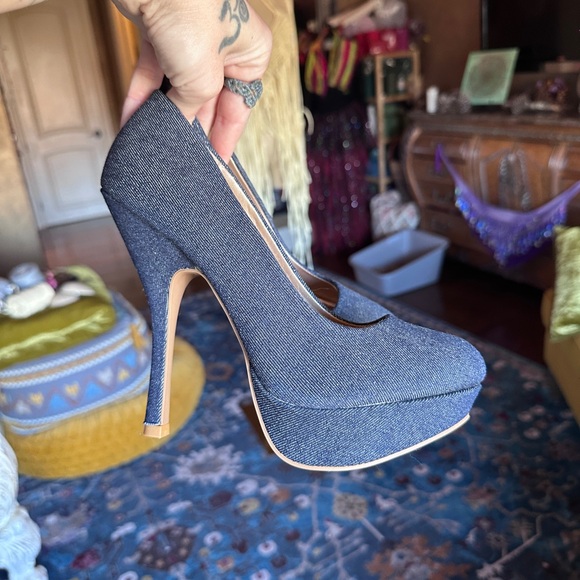 Shoes - Blue Adorable Heels Denim